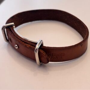 Hermes Api II Leather Bangle Light Brown
